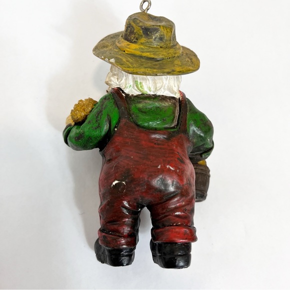Farmer Santa Ornament Corn & Wheat Resin Vintage - Picture 5 of 6